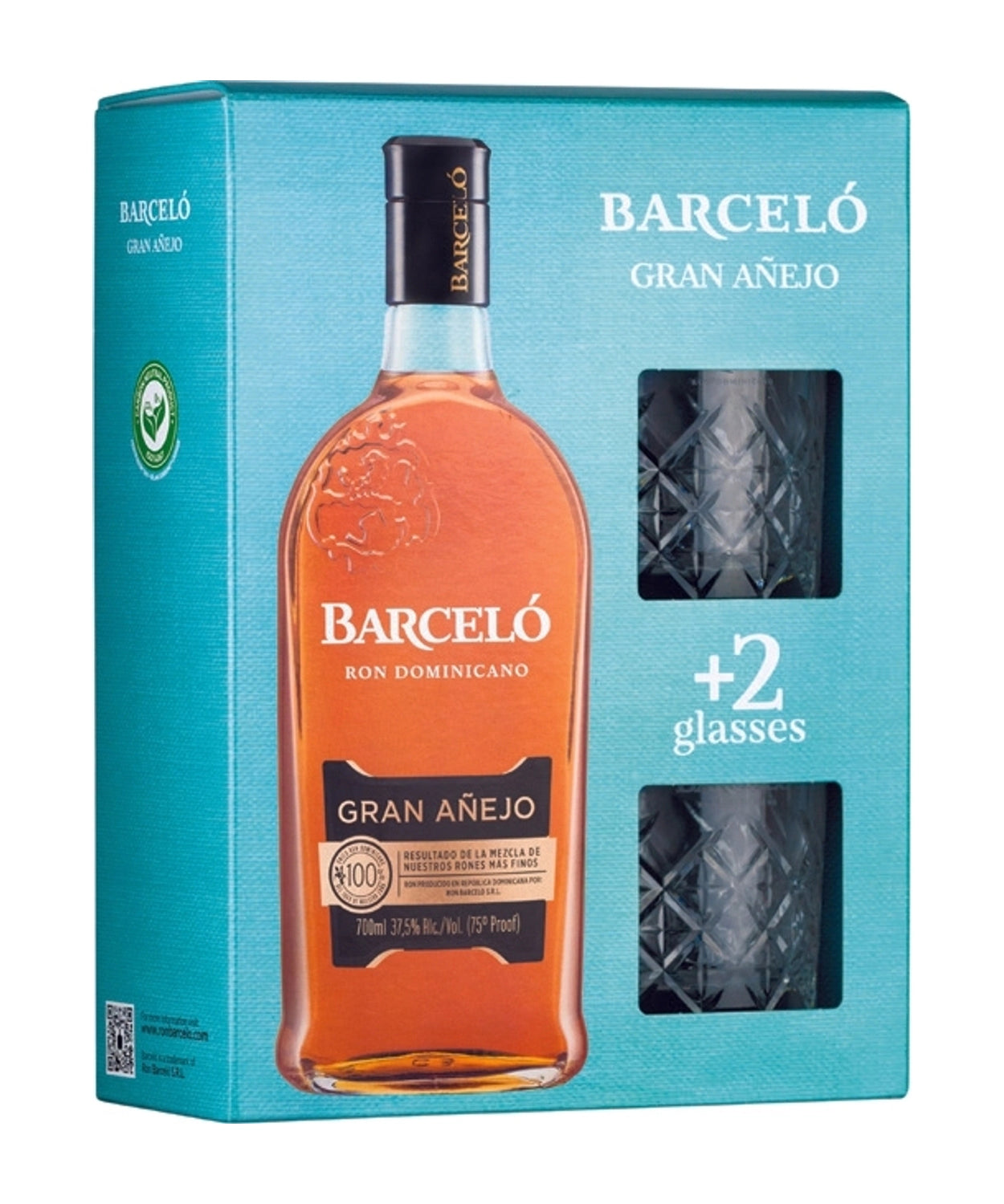 Barceló Gran Anejo z dvema kozarcena / 0,70 L / z dvema kozarcema