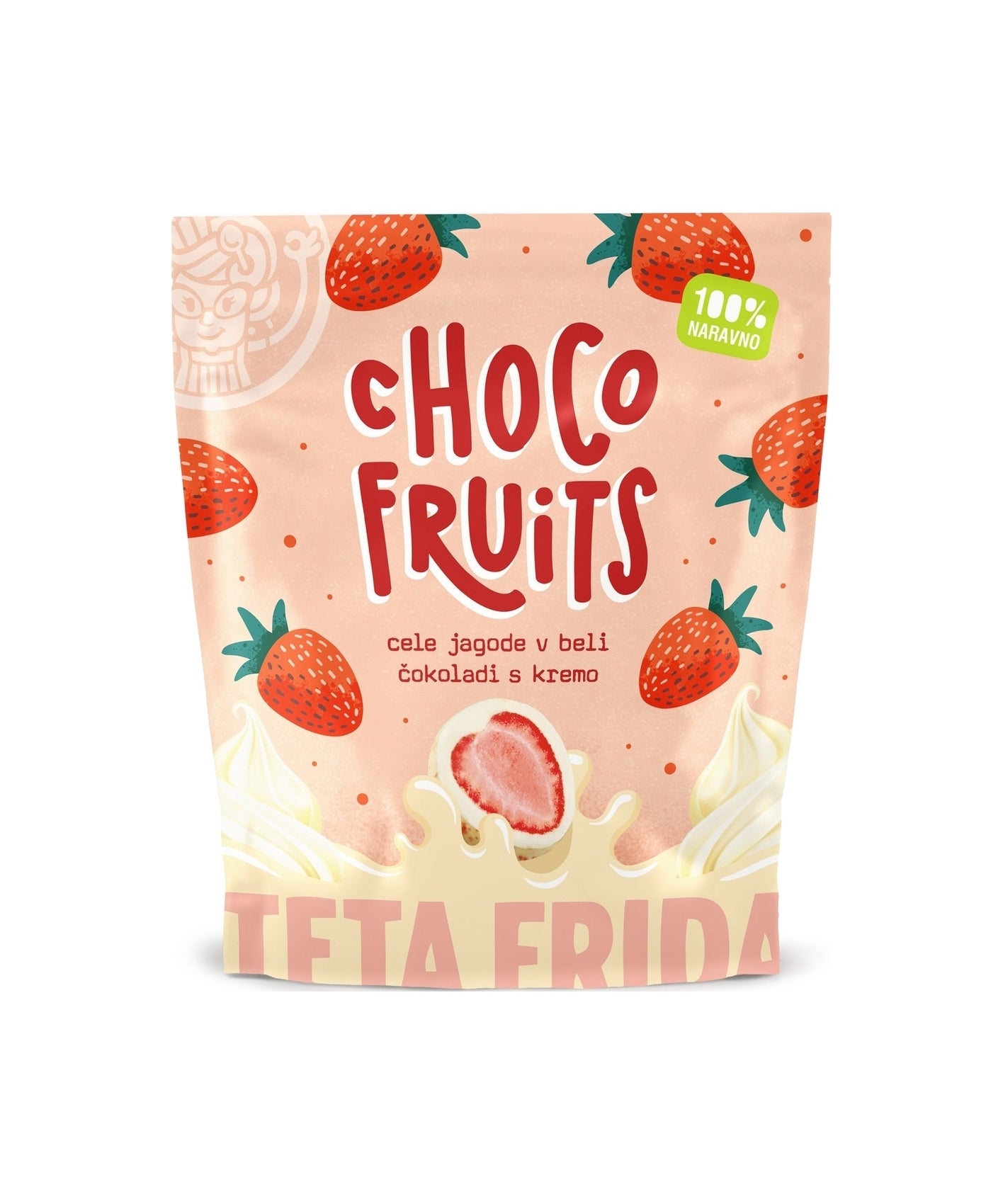 Teta Frida  Choco Fruits Cele Jagode v Beli Čokoladi s Kremo 100 g