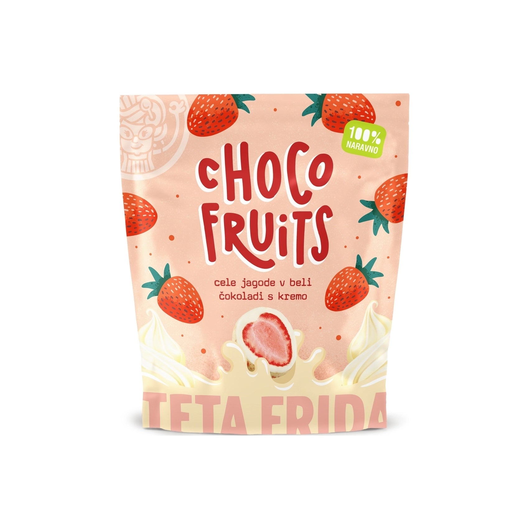 Teta Frida  Choco Fruits Cele Jagode v Beli Čokoladi s Kremo 100 g