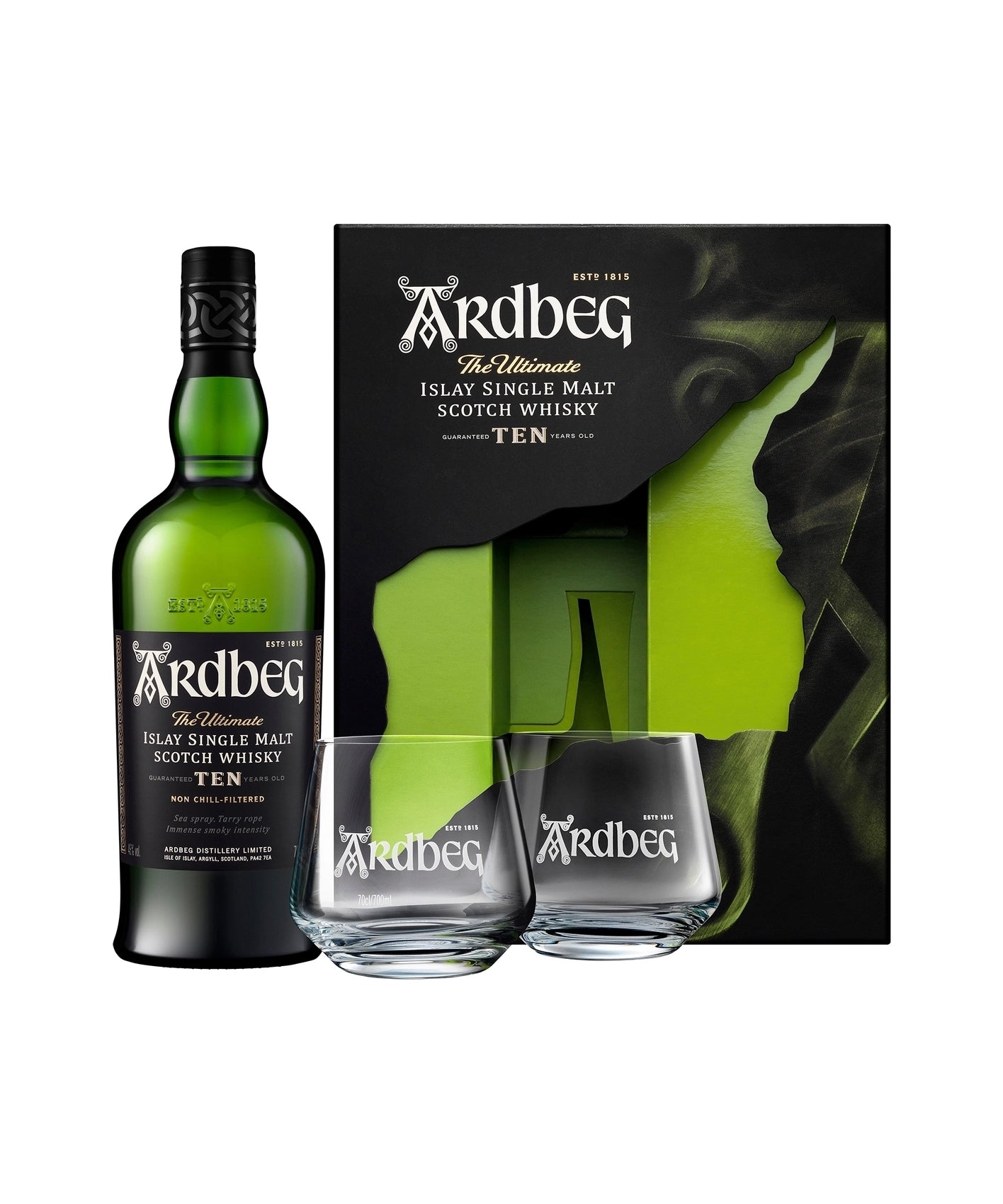 Ardbeg Ten 0,7 L + 2 kozarca Darilno pakiranje