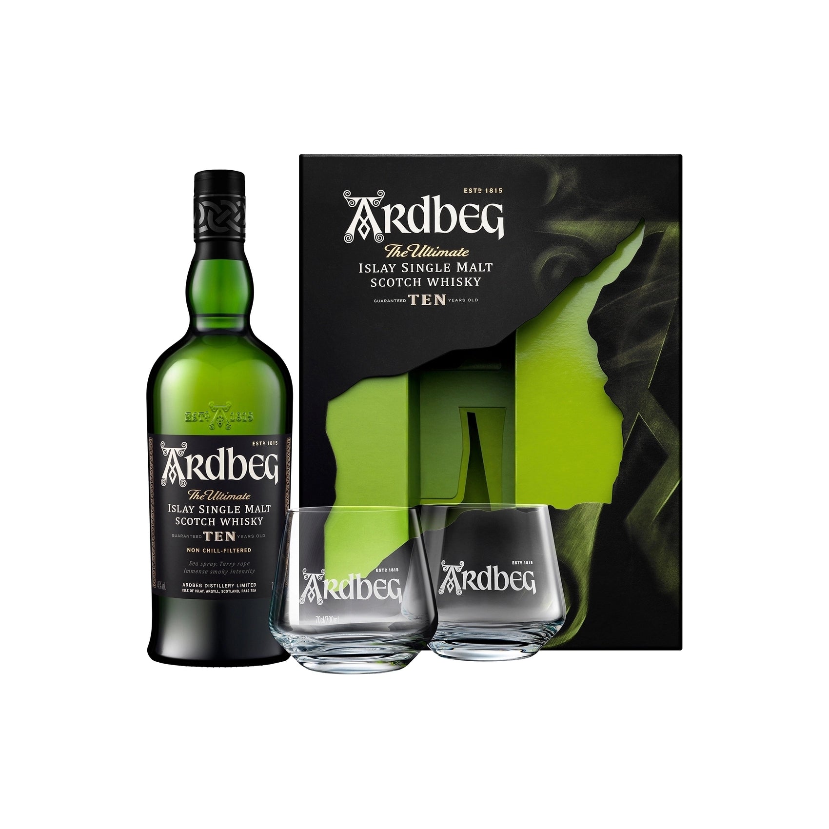 Ardbeg Ten 0,7 L + 2 kozarca Darilno pakiranje