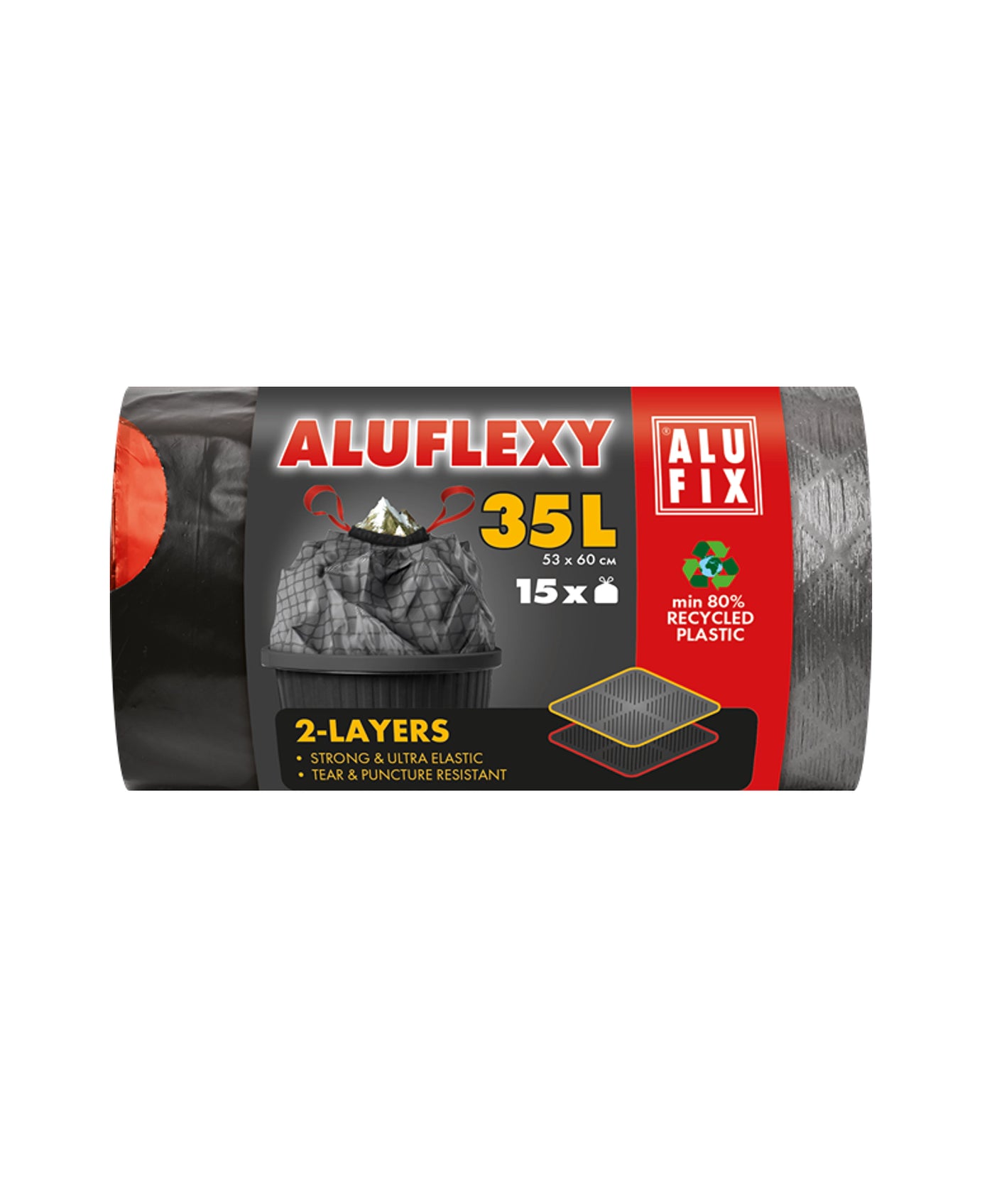 Alufix  Aluflexy Vrečke za Smeti s Trakom 35 L 15 vrečk