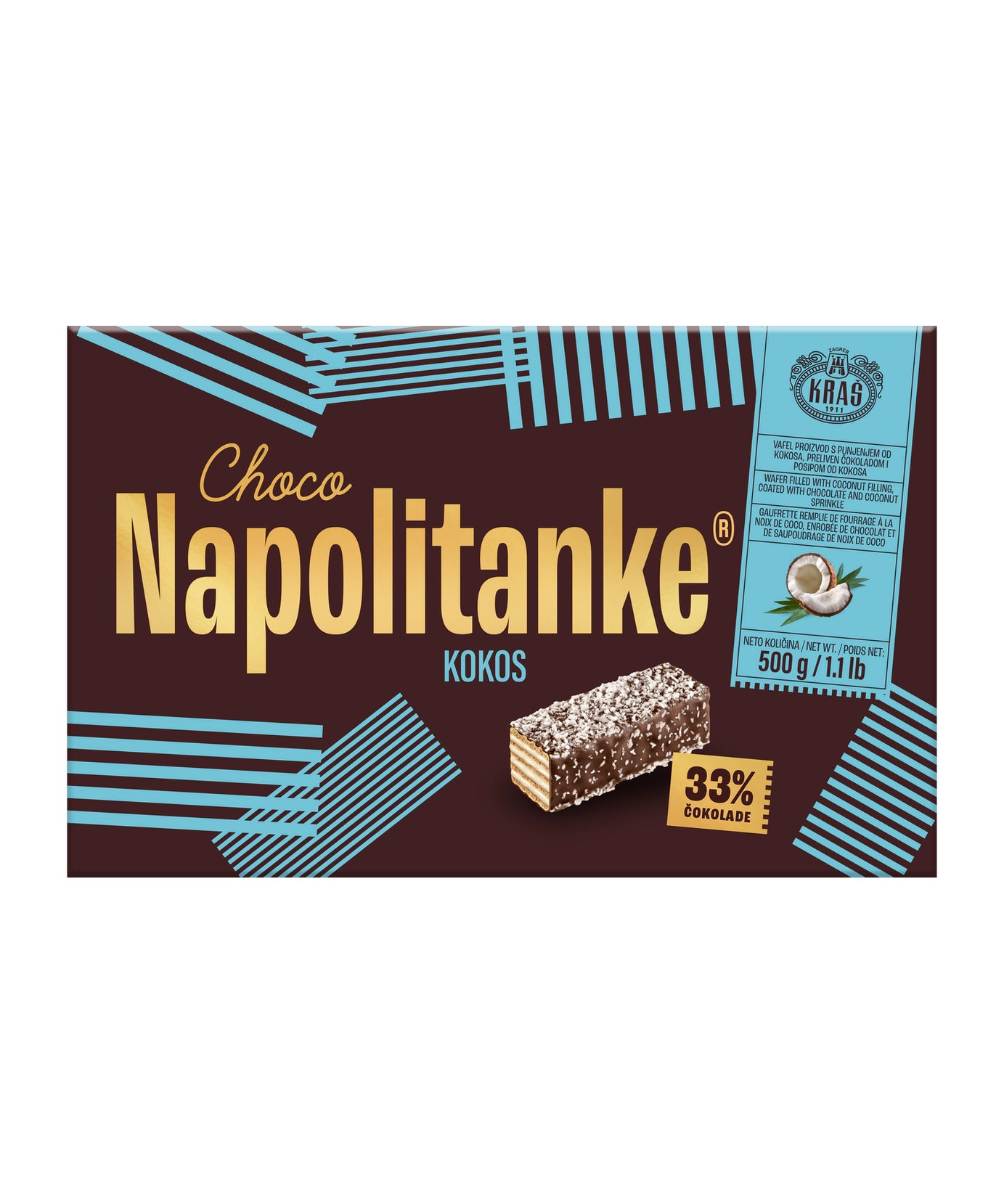 Kraš  Čokoladne Napolitanke Kokos / 500 g