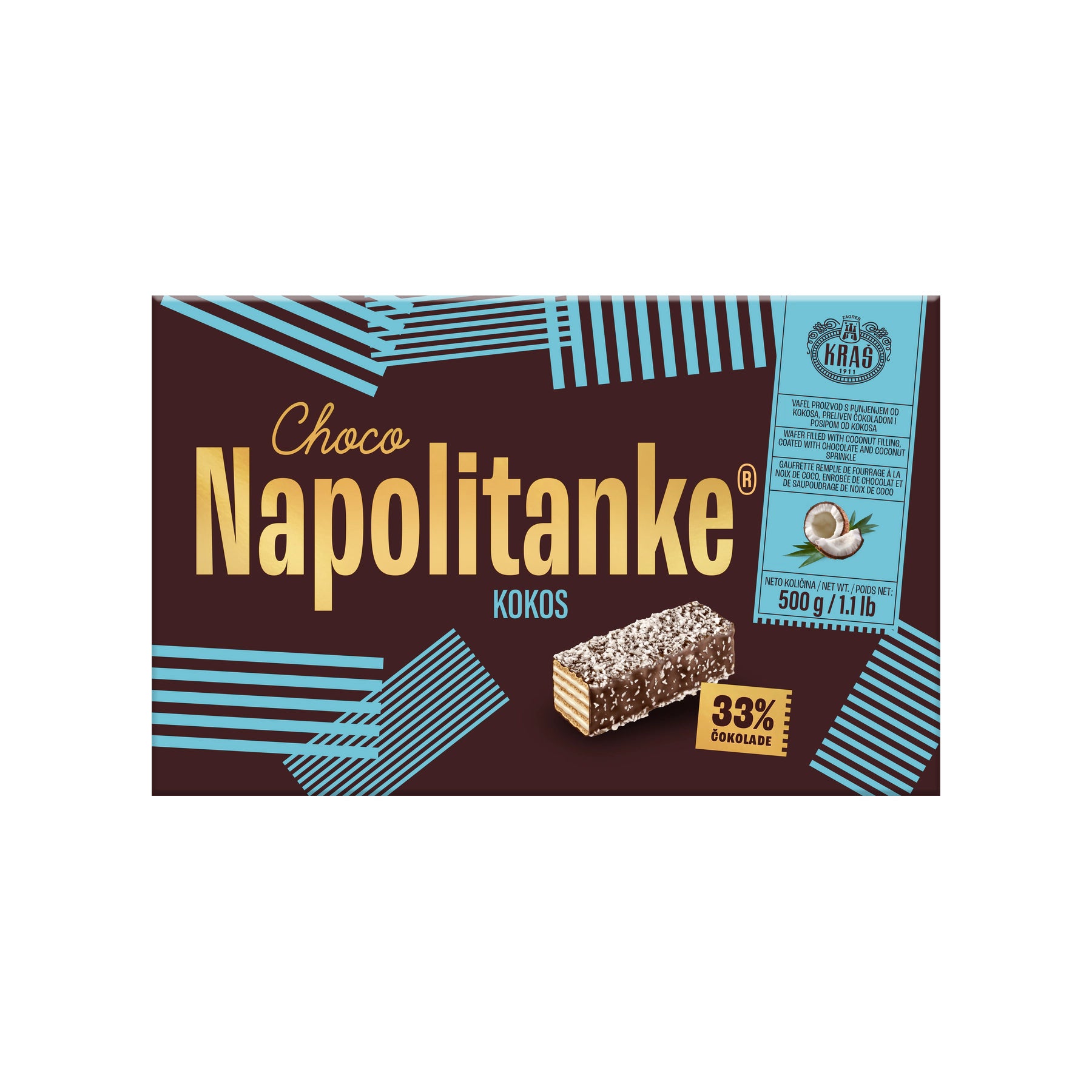 Kraš  Čokoladne Napolitanke Kokos / 500 g
