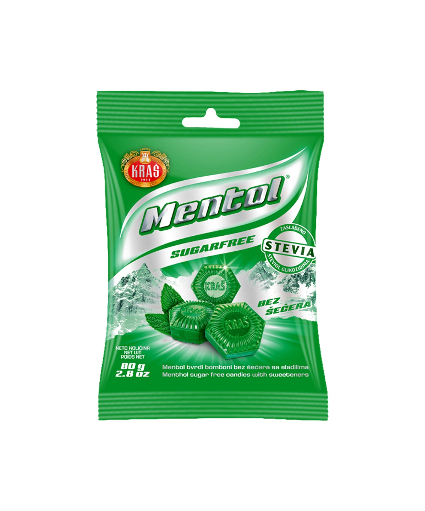 Kraš  Mentol Brez Sladkorja 80 g