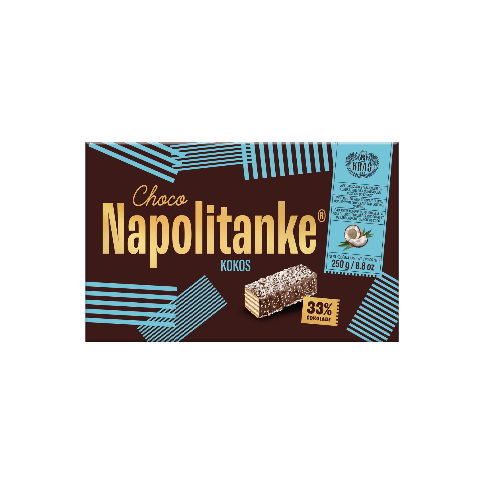 Kraš  Čokoladne Napolitanke Kokos 250 g
