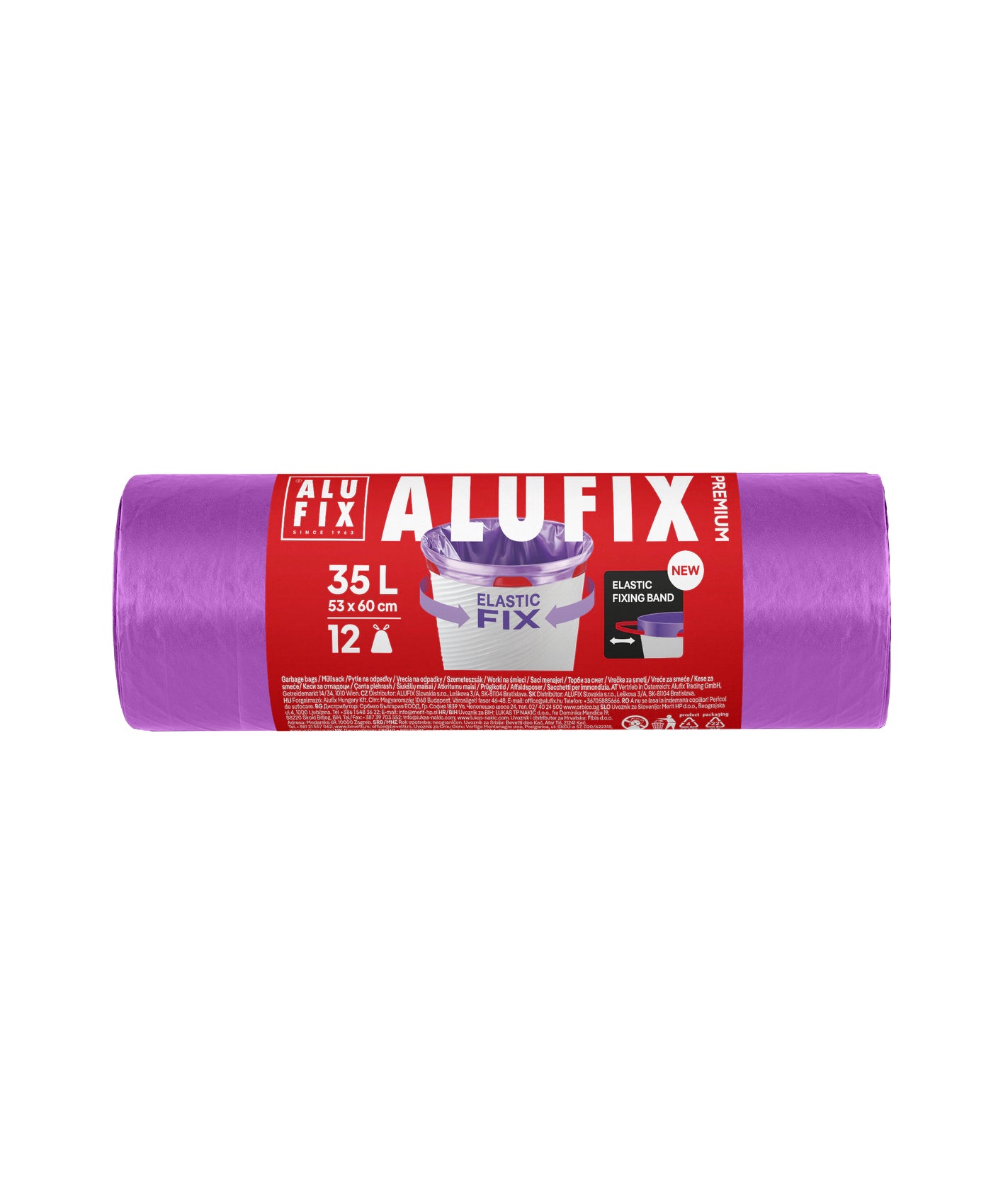 Alufix Vrečke za smeti z elastičnim trakom 35l / 12 kos - vijolične
