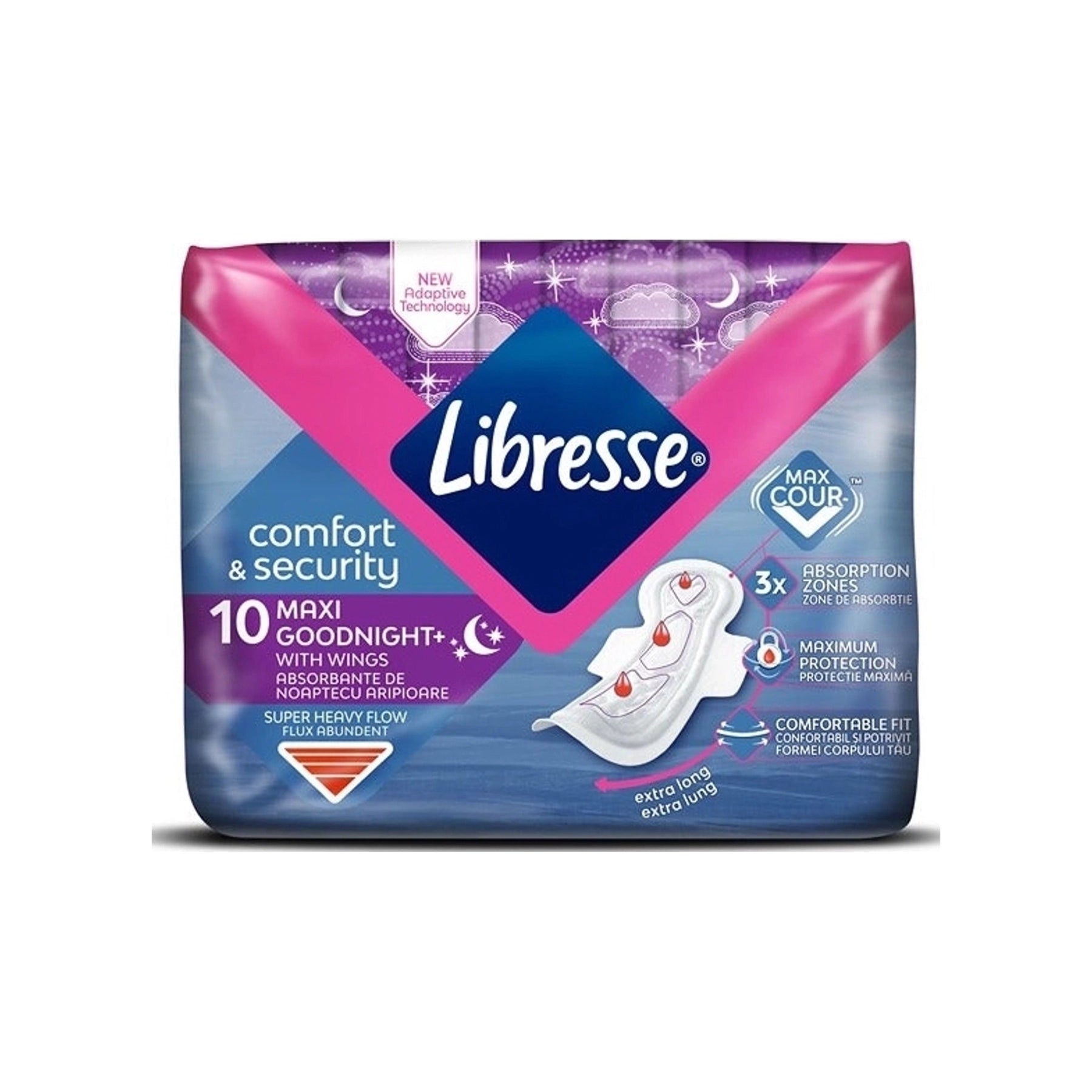 Libresse Libresse Podaljšani Nočni vložki s Krilci z Močno vpojnostjo / 10 vložkov