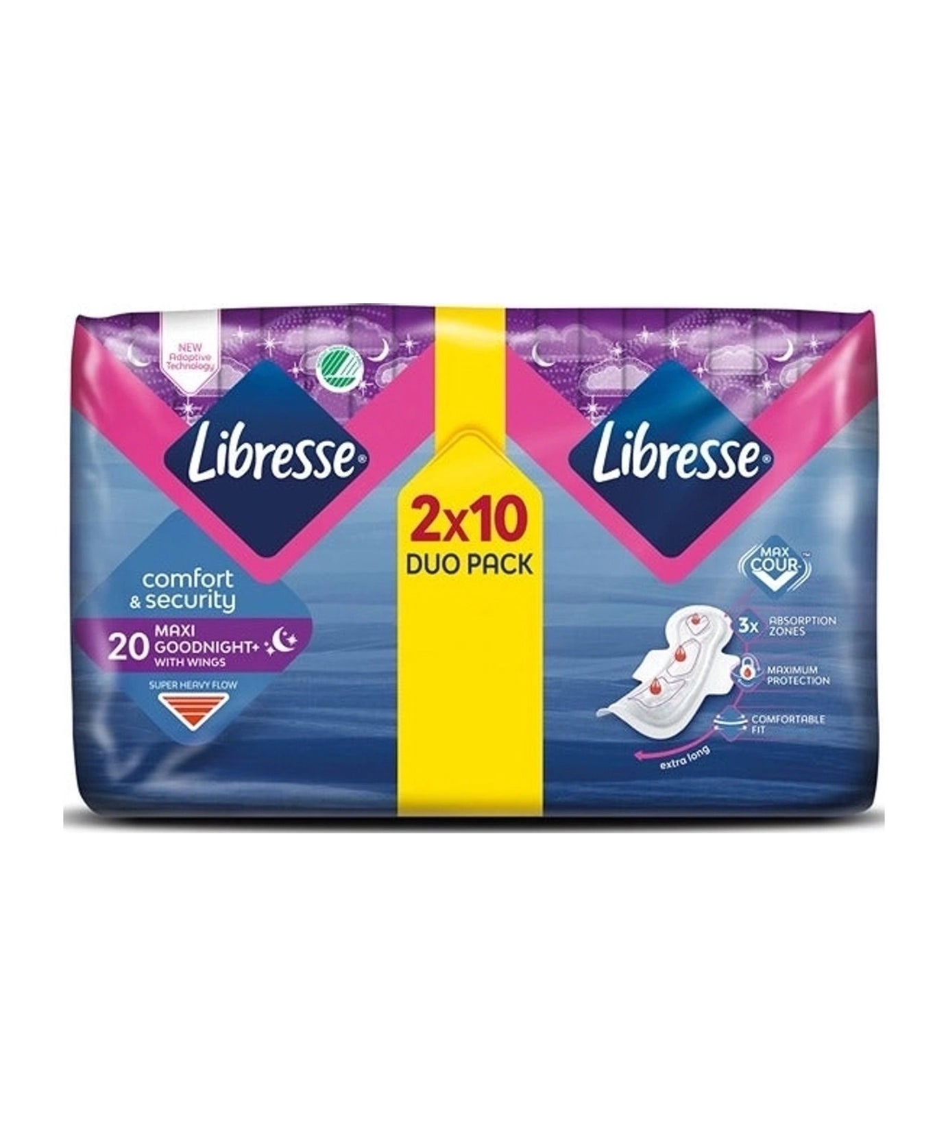 Libresse Libresse Podaljšani Nočni vložki s Krilci z Močno vpojnostjo / 20 vložkov