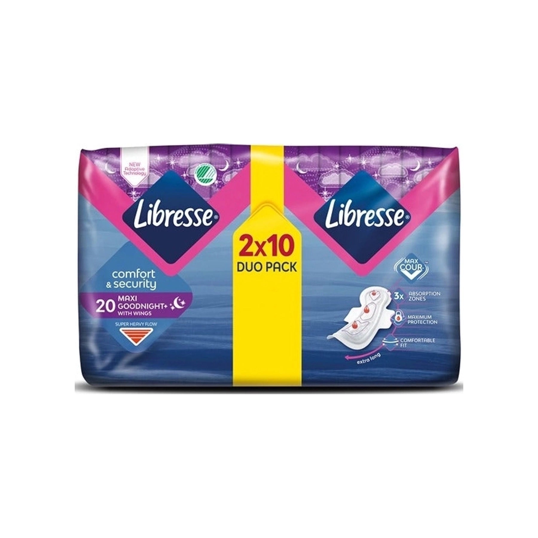 Libresse Libresse Podaljšani Nočni vložki s Krilci z Močno vpojnostjo / 20 vložkov