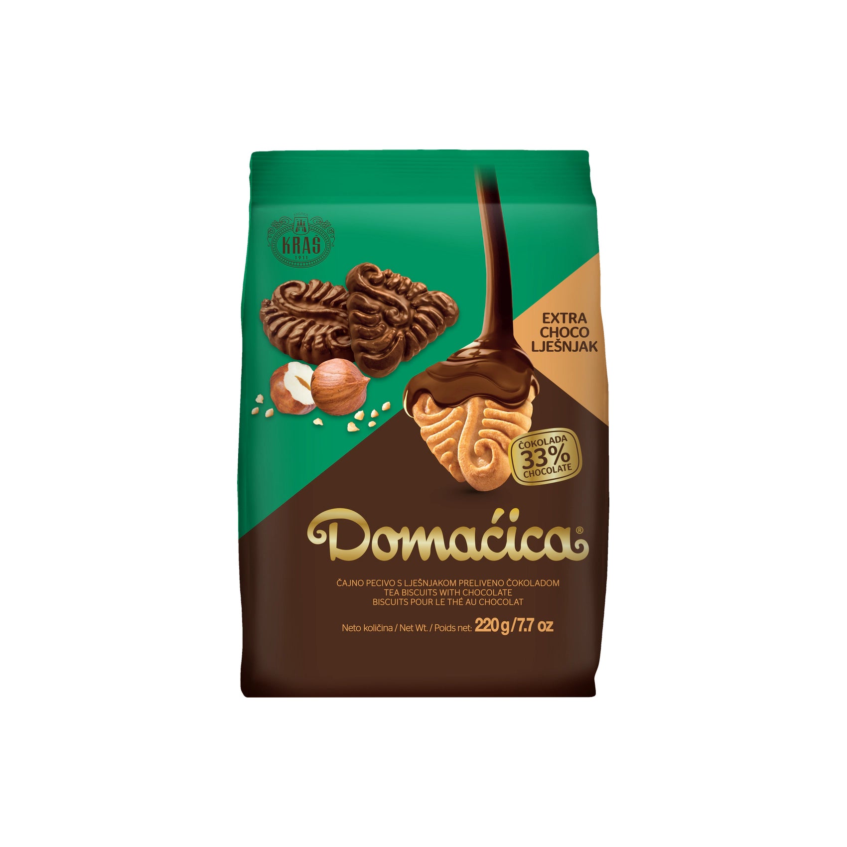 Kraš  Domaćica Extra Choco Lešnik Vrečka  220 g