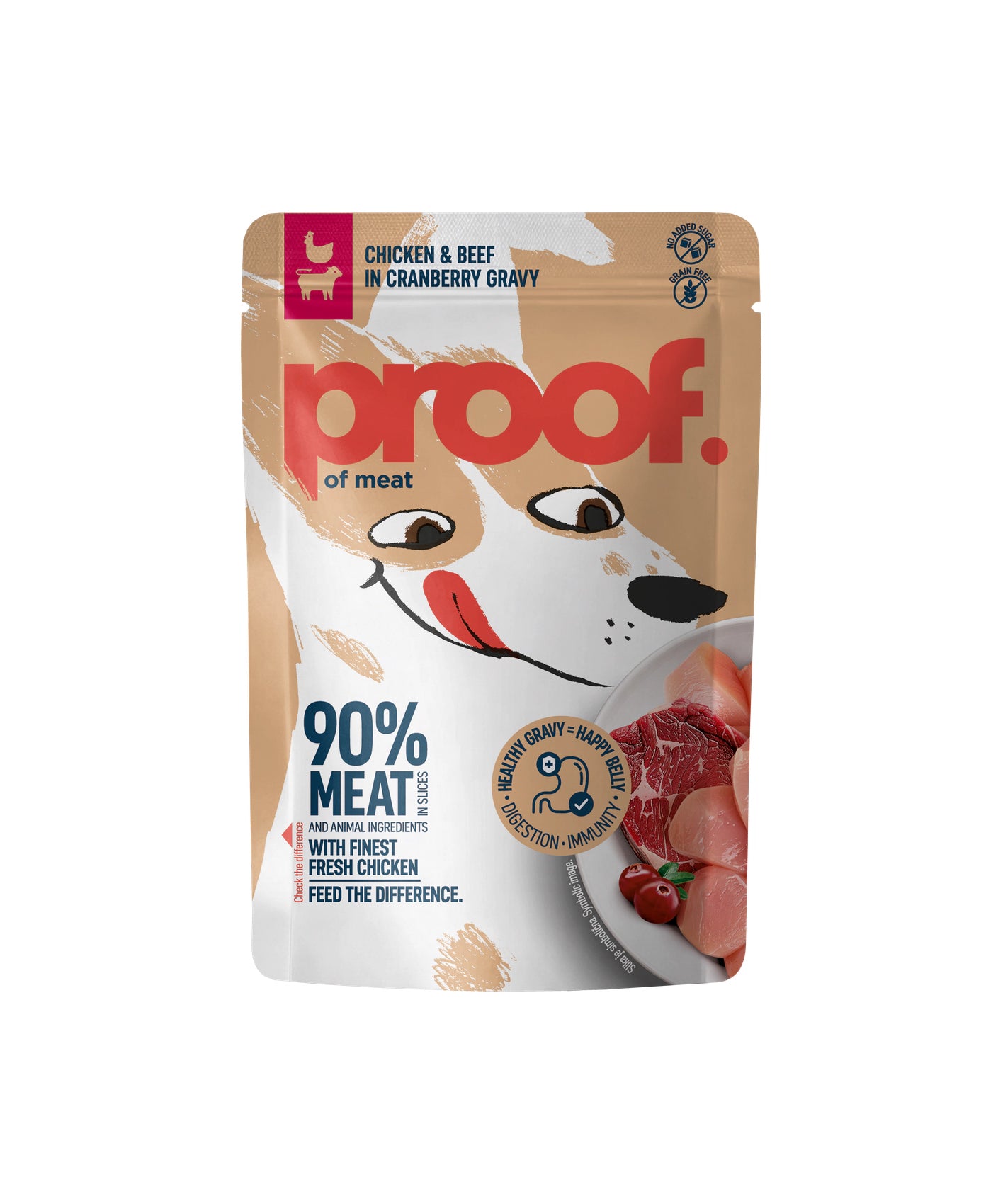 Proof Mokra hrana za pse piščanec in govedina v brusnični omaki 100g