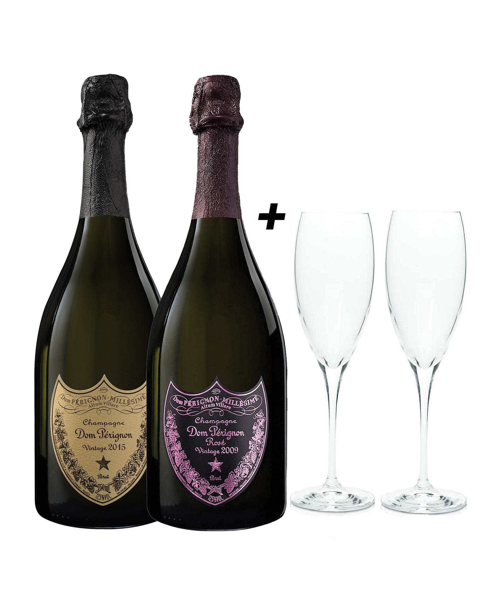 Ob nakupu Dom Pérignon 2015 + Dom Pérignon Rosé prejmete dva vrhunska Dom Pérignon kozarca v elegantni škatli