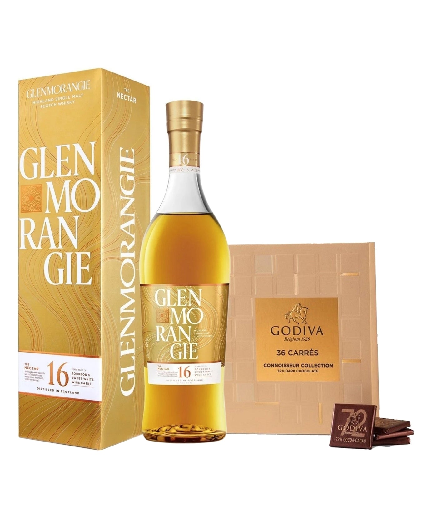 Paket Glenmorangie Nectar D'Ór & Godiva Carrés 72%
