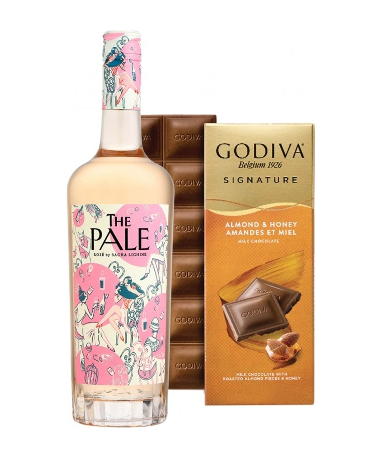 Paket Whispering Angel The Pale Rosé & Godiva Tablet Dark Honey Almond