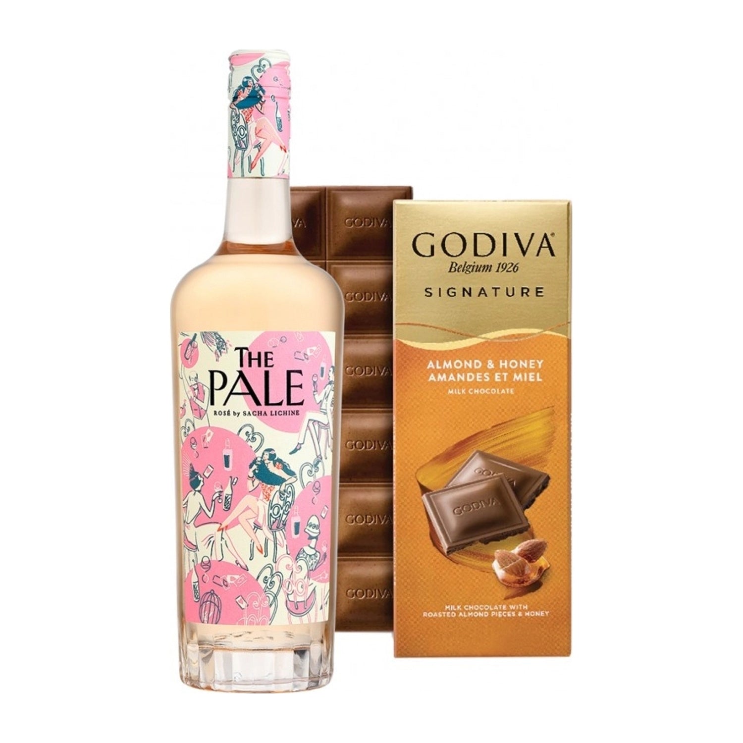 Paket Whispering Angel The Pale Rosé & Godiva Tablet Dark Honey Almond