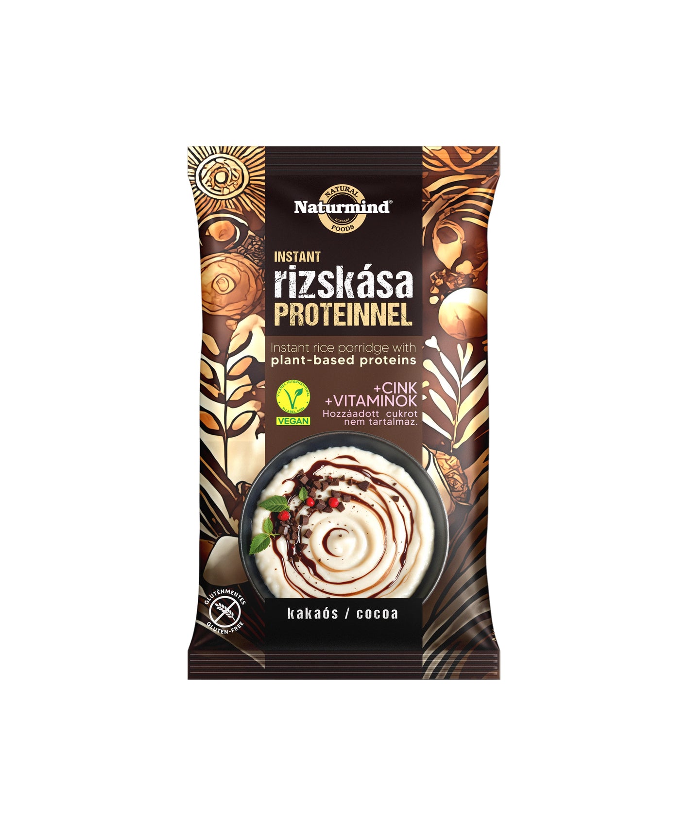 Biorganik Naturmind brezglutenska instant riževa kaša z rastlinskimi proteini 44 g Kakav