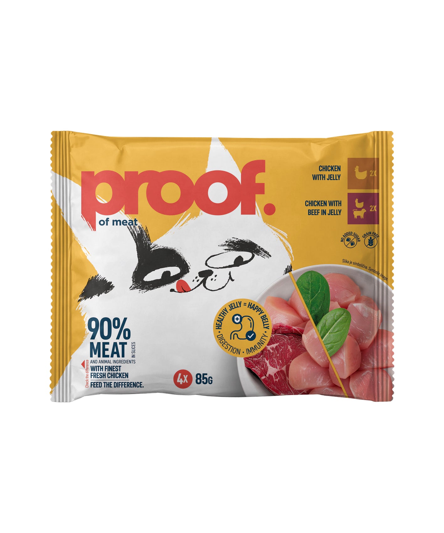 Proof Mokra hrana za mačke multipack piščanec v želeju + piščanec in govedina v želeju 4 x 85g