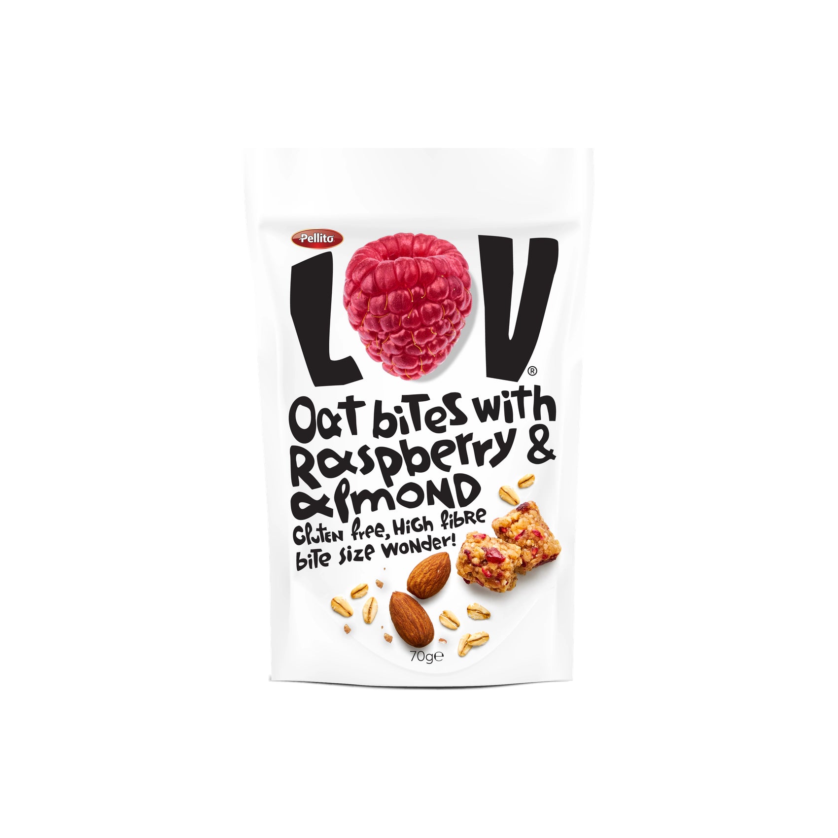 Pellito LOV Oat Bites Malina in Mandelj 70 g