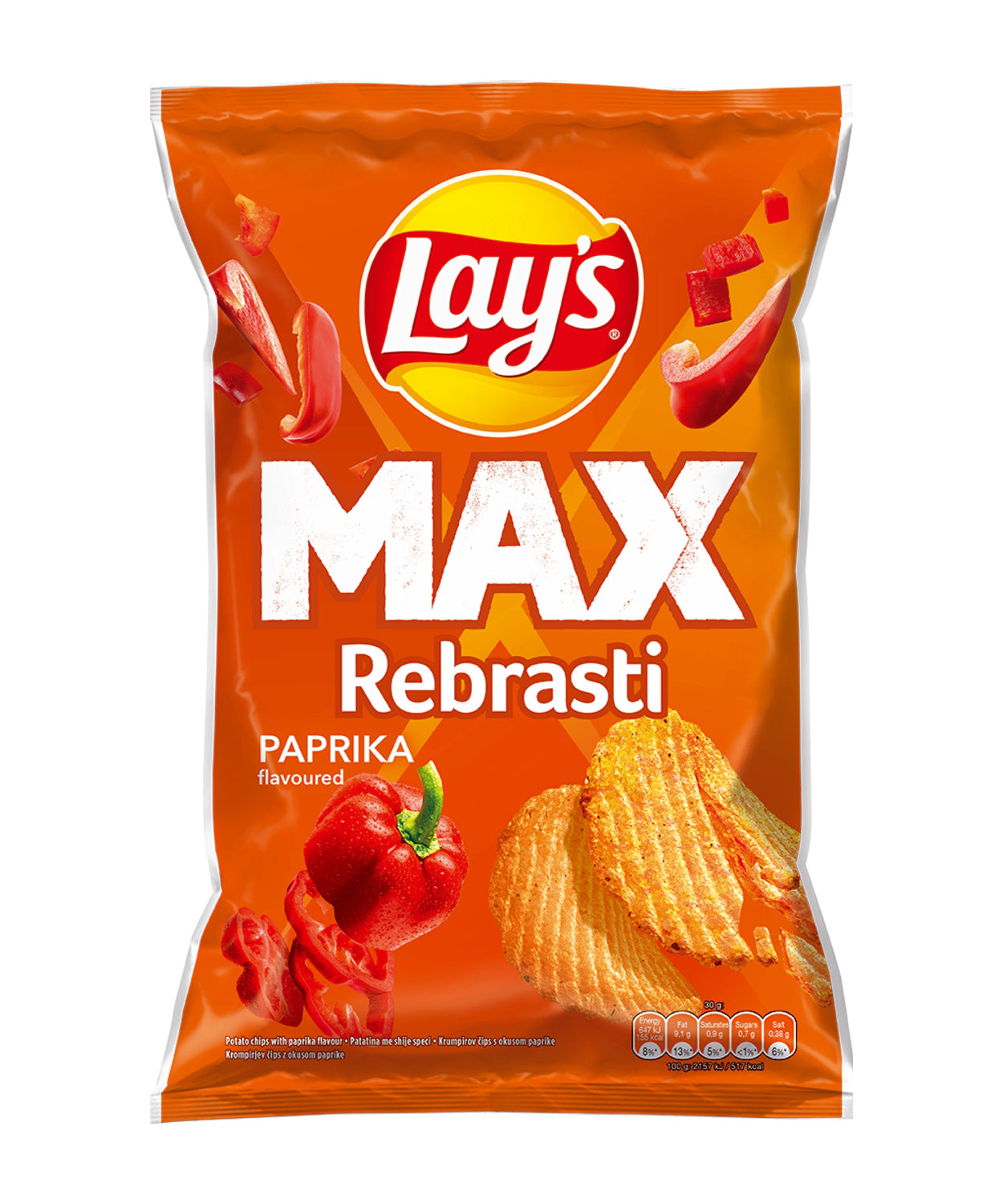 Lay's  Čips Rebrasti z Okusom Paprike / 130 g