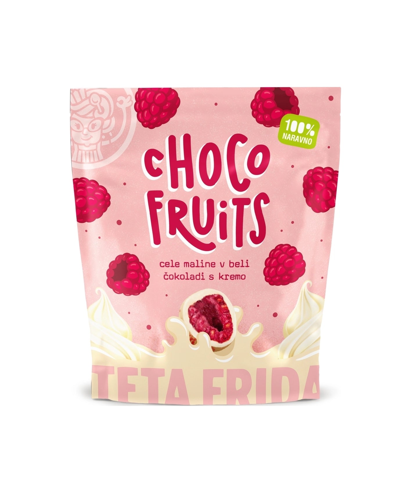 Teta Frida  Choco Fruits Cele Maline v Beli Čokoladi s Kremo 100 g