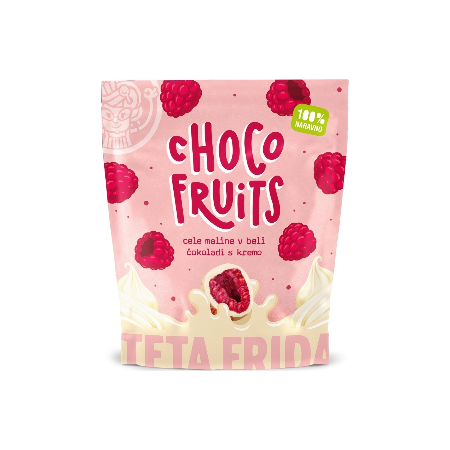 Teta Frida  Choco Fruits Cele Maline v Beli Čokoladi s Kremo 100 g