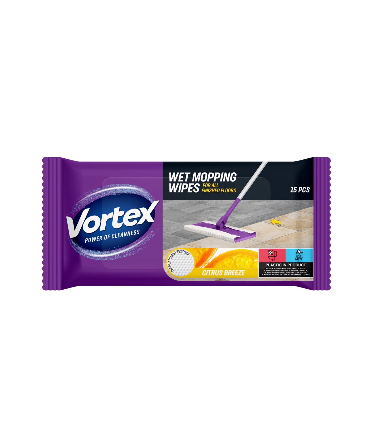 Vortex Vlažni robčki za čiščenje - citrus breeze 15 kos