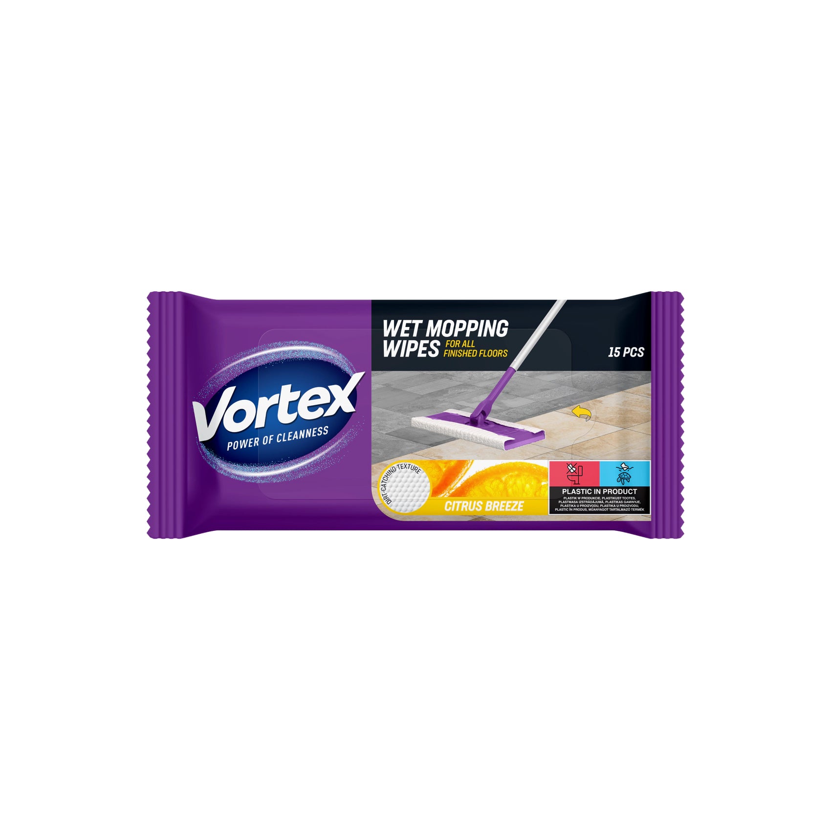 Vortex Vlažni robčki za čiščenje - citrus breeze 15 kos