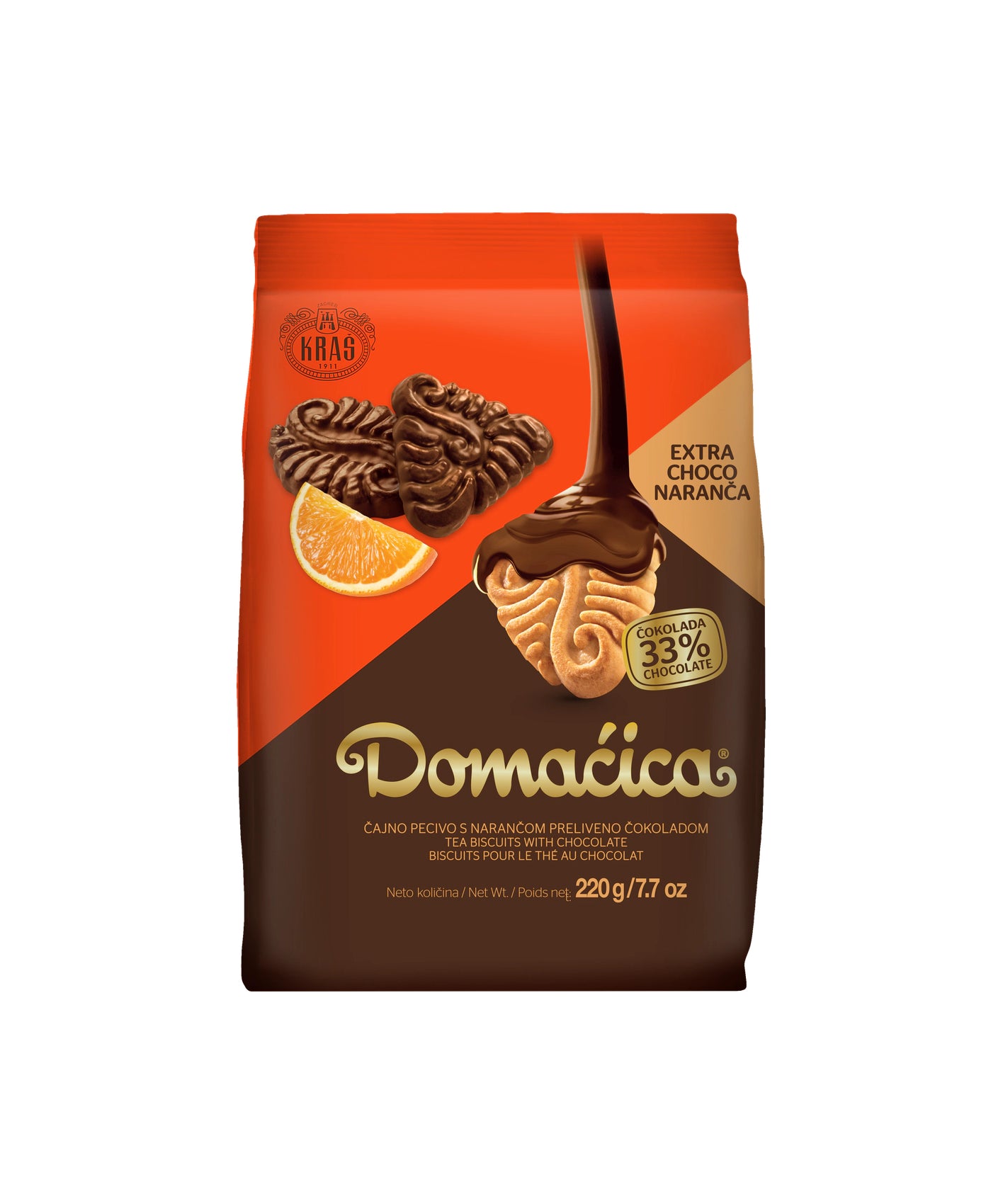 Kraš  Domaćica Extra Choco Pomaranča Vrečka 220 g