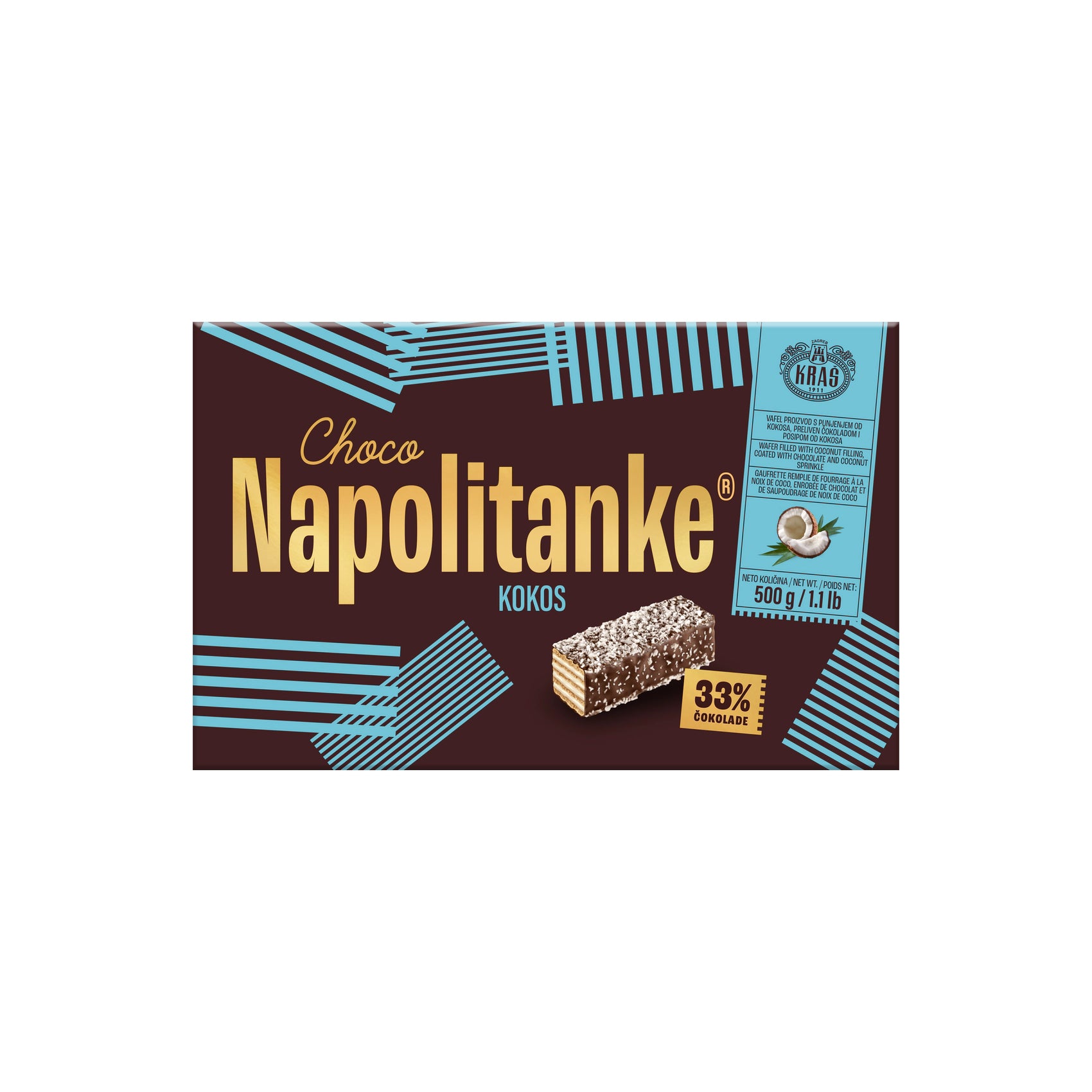 Kraš  Čokoladne Napolitanke Kokos 500 g